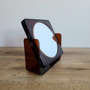 Vintage 60s Lucite plastic vanity mirror with dual sides.